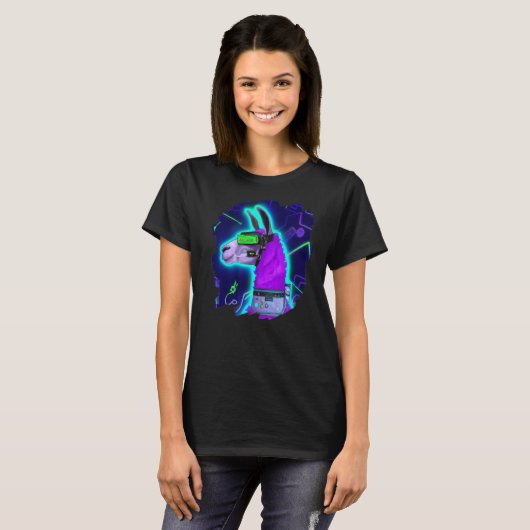 Llama Cyborg Robot Llama Cool Artistic Retro Alpac T-Shirt (Vorne ganz)