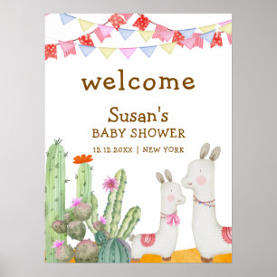 Llama Desert Cactus Fiesta Baby Dusche Willkommen Poster
