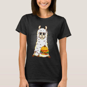 Llama Design Überraschung Sitzender Llama mit Burg T-Shirt