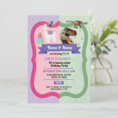 Llama & Dinosaurier Einladungen Boy Girl Geburtsta (Stehend Vorderseite)