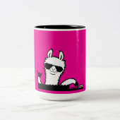 Llama DJ Cool Party Music Mixing Animal Sunglasses Zweifarbige Tasse (Mittel)