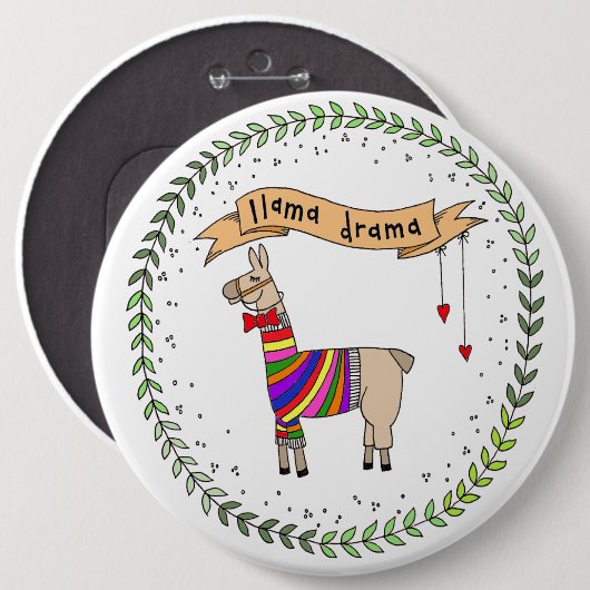 Llama Drama Abzeichen, Rainbow Llama Button (Vorne & Hinten)