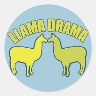 Llama Drama Runder Aufkleber