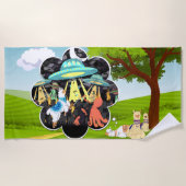 Llama Dreams Llama vs Evil Tintenfisch Epic Space Strandtuch (Vorderseite)