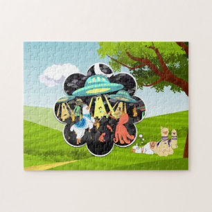 Llama Dreams Llama vs Space Tintenfisch Battle Puz Puzzle