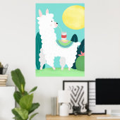 Llama Drinks Soda Wall Art Poster (Heimbüro)