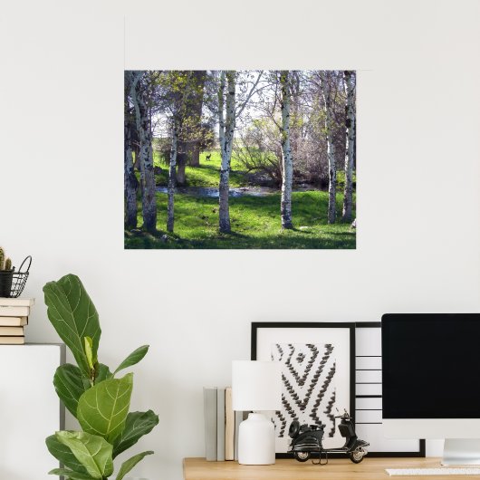 Llama durch Bäume Poster (Heimbüro)