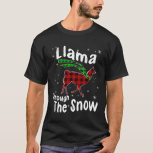 Llama durch den Schnee Karierte Schneeflocken Weih T-Shirt