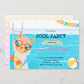 Llama-Einhornpool Geburtstagsfeier Einladung (Vorne/Hinten)