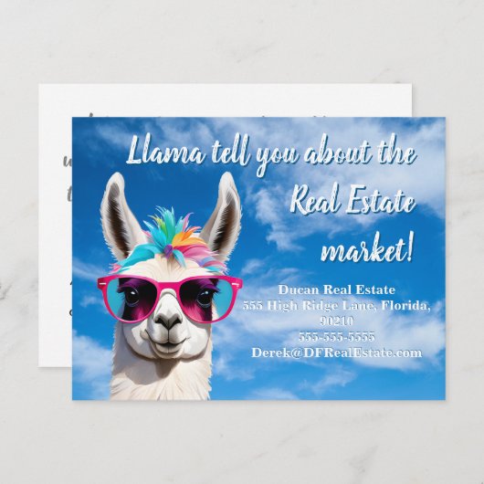 Llama erzähl dir wie viel! Fun Real Anwesen Market Postkarte (Vorne/Hinten)
