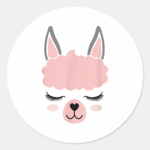 Llama Face Alpaca Eyelashes Runder Aufkleber