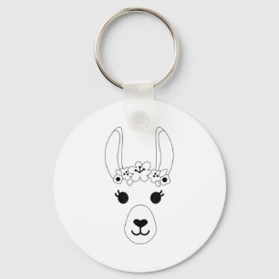 Llama Face Halloween Kostümkleider Blume Alpaca Schlüsselanhänger