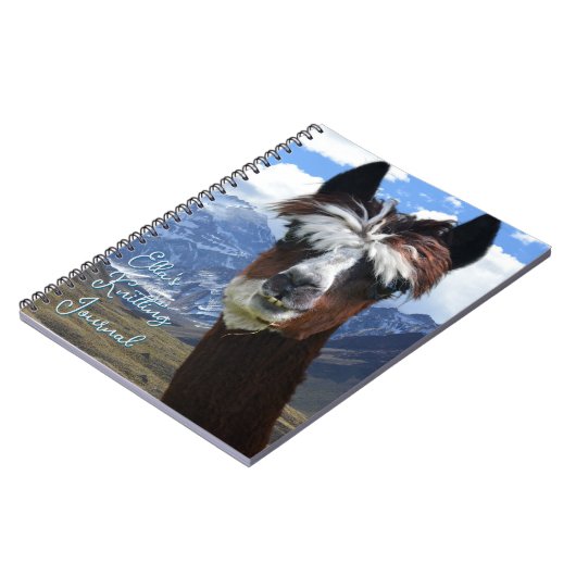 Llama Face Mountains Personalized Knitting Journal Notizblock (Linke Seite)