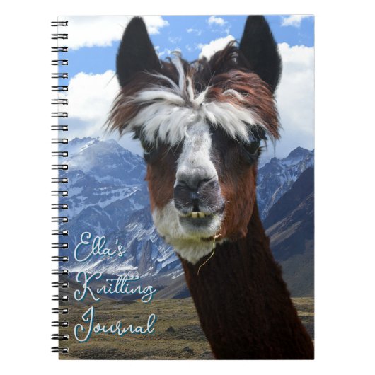 Llama Face Mountains Personalized Knitting Journal Notizblock (Vorderseite)