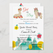 Llama-farbiges Party Einladung (Vorne/Hinten)