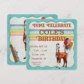 LLAMA & FEATHERS Einladung zum Geburtstag (Vorne/Hinten)