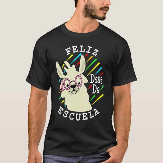 Llama Feliz 100 Dias De Escuela 100 Days Of School T-Shirt (Vorderseite)
