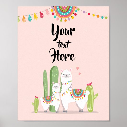 Llama Fiesta Baby Dusche individuelle Tafelsignatu Poster (Vorne)