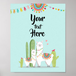 Llama Fiesta Baby Dusche individuelle Tafelsignatu Poster