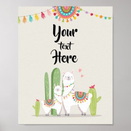 Llama Fiesta Baby Dusche individuelle Tafelsignatu Poster