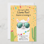 Llama Fiesta Birthday Alpaca Fiesta Yellow Girl Einladung (Vorderseite)