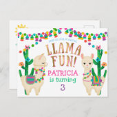 Llama, Fiesta Birthday Einladung Postkarte (Vorne/Hinten)