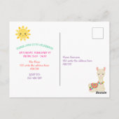 Llama, Fiesta Birthday Einladung Postkarte (Rückseite)