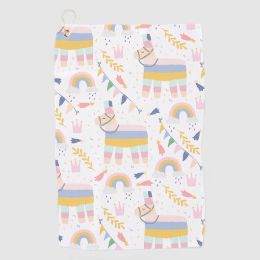 Llama Fiesta Festive Party Pattern Golfhandtuch (Vorderseite)