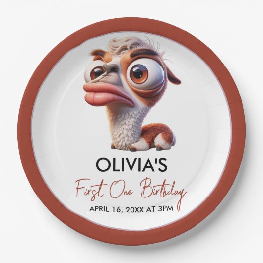 Llama Fiesta Funny Caricature 1. Geburtstag Pappteller (Vorderseite)