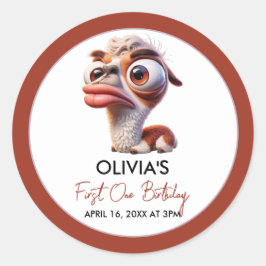 Llama Fiesta Funny Caricature 1. Geburtstag Runder Aufkleber