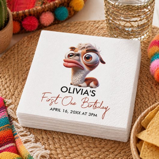 Llama Fiesta Funny Caricature 1. Geburtstag Serviette