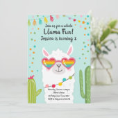 Llama Fiesta Herzsonne Birthday Einladung (Stehend Vorderseite)