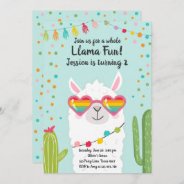 Llama Fiesta Herzsonne Birthday Einladung