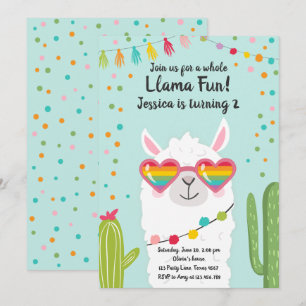 Llama Fiesta Herzsonne Birthday Einladung