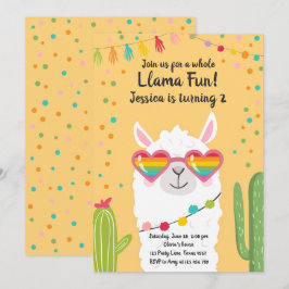 Llama Fiesta Herzsonne Birthday Einladung