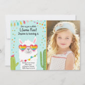 Llama Fiesta Herzsonne Birthday Einladung (Vorderseite)
