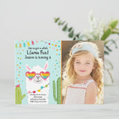 Llama Fiesta Herzsonne Birthday Einladung (Stehend Vorderseite)