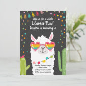 Llama Fiesta Herzsonne Birthday Einladung (Stehend Vorderseite)