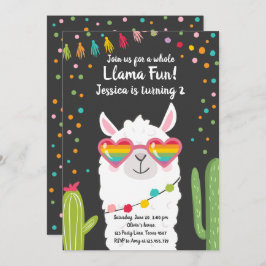 Llama Fiesta Herzsonne Birthday Einladung
