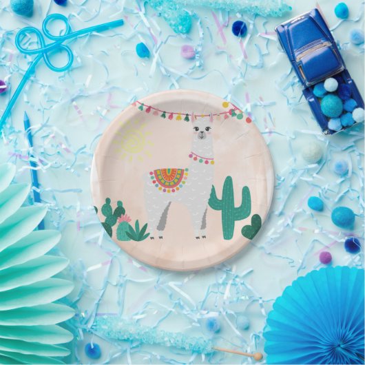 Llama fiesta rosa Party Pappteller (Party)