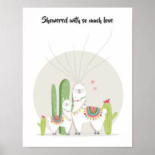 Llama-Fingerabdruck-Gästebuch-Fiesta-Baby-Party Poster