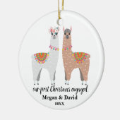 Llama First Christmas Engaged or married Keramik Ornament (Links)
