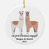 Llama First Christmas Engaged or married Keramik Ornament (Hinten)