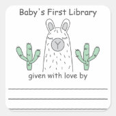Llama First Library Buchzeichen Sticker (Vorderseite)