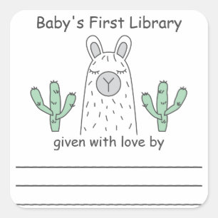 Llama First Library Buchzeichen Sticker