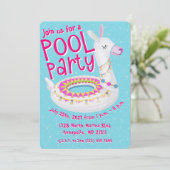 Llama Floaty Pool Party Einladung (Stehend Vorderseite)