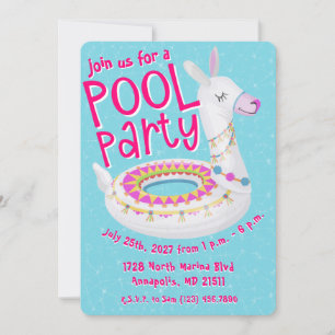 Llama Floaty Pool Party Einladung