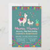 Llama Floral Baby Shower Einladung (Vorderseite)