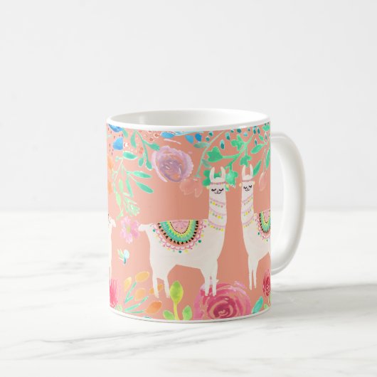 Llama floral kaffeetasse (VorderseiteRechts)