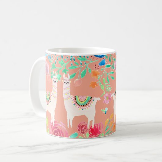 Llama floral kaffeetasse (Vorderseite Links)